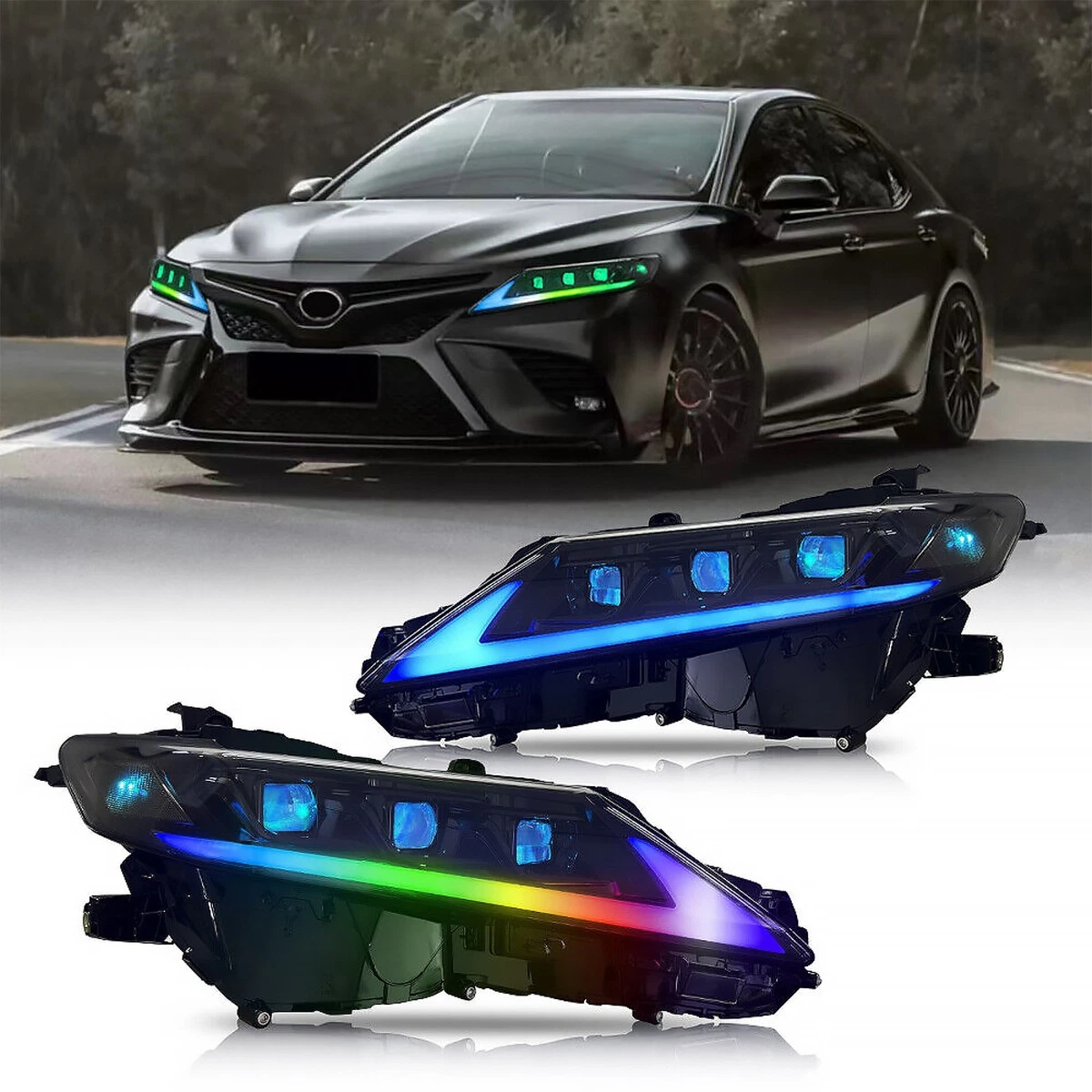 LED Headlights Assembly Compatible with 2018-2023 8th Gen Toyota Camry LE/SE/XLE/XSE
