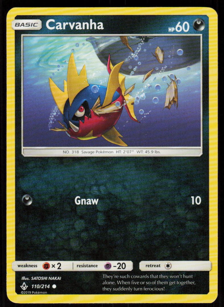 Carvanha 110/214 Common Unbroken Bonds Pokemon Near Mint