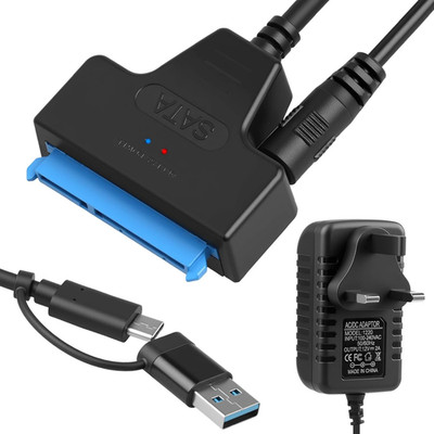 USB 3.0 auf SATA Kabel Adapter Typ C auf SATA III Festplattenadapter mit 12V/2A 