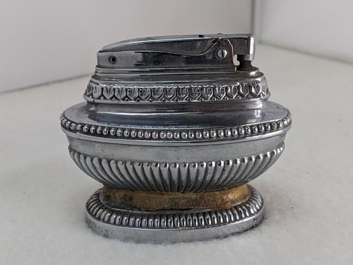 Vintage Firefly Super Table Lighter Gas Lighter Silvertone Japan Repair READ - Picture 5 of 8