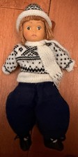 Norway Scandinavian Souvenir Doll with Skis, Traditional Outfit, Blonde Boy