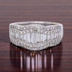 ESTATE 14K WHITE GOLD NATURAL BAGUETTE DIAMOND BAND RING SIZE 9 #8100 — photo 1