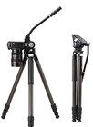 Carbon Fiber Metal Video Tripod with Metal Fluid Head Heavy Duty Loads Up NEW