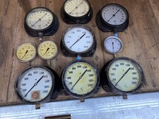 9 Vintage Ashcroft Pressure Gauges For Parts Or Display