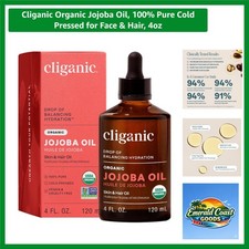 Organic Jojoba Oil, 100 Pure Cold Pressed for Face Hair, 4oz