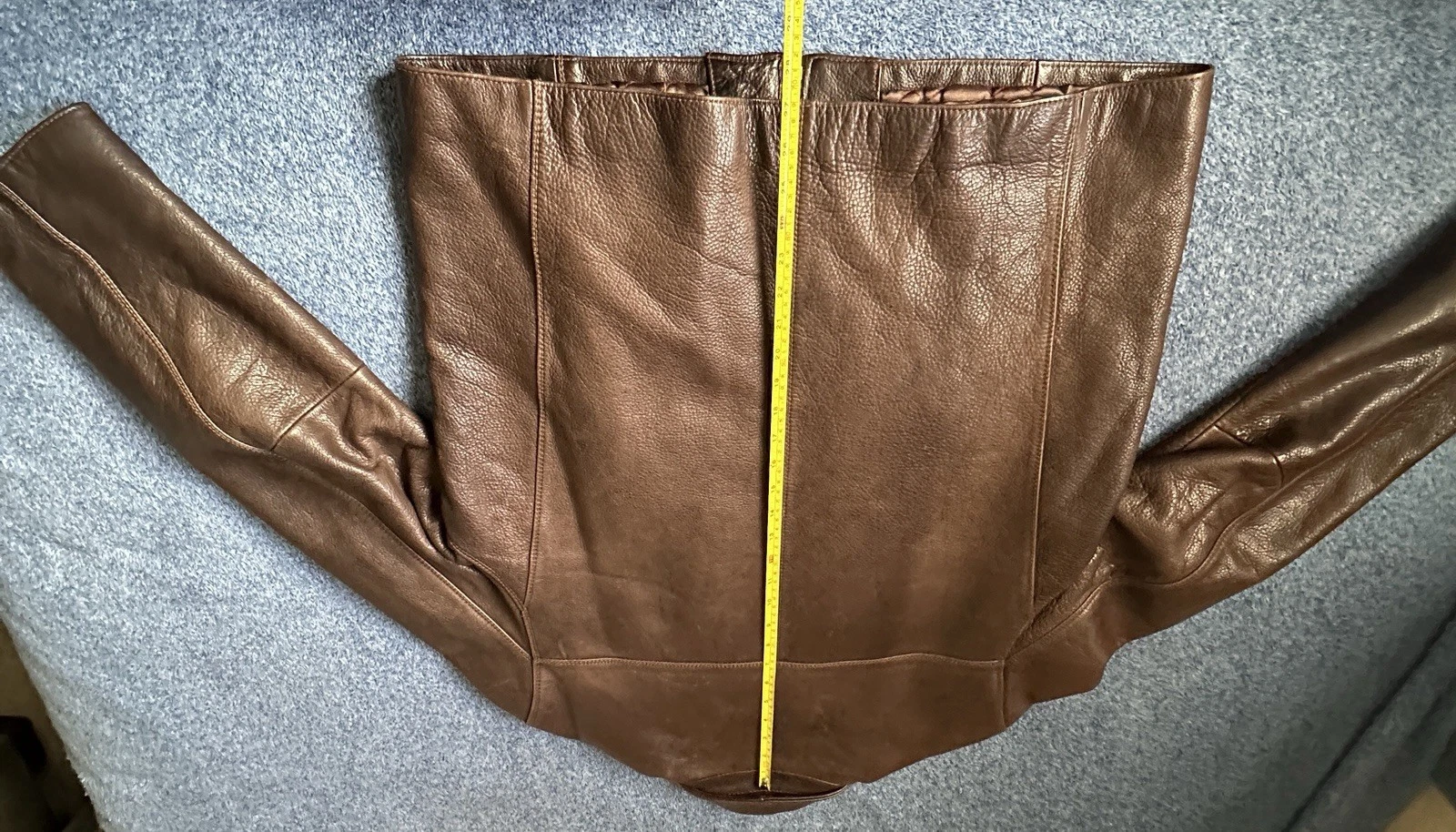 Marc New York Andrew Marc Mens Large Brown Pebbled Leather Bomber Jacket Heavy - product detail image 5
