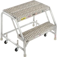Tri Arc WLAR002245 2 Step Aluminum Rolling Ladder 24"W Grip Step W/O Handrails