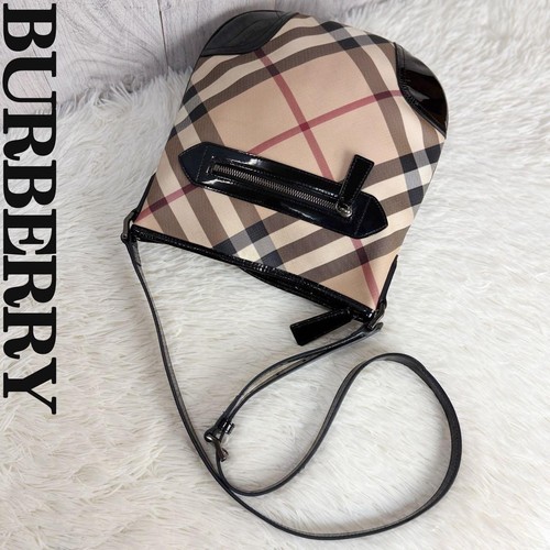 Burberry Nova Check Shoulder Bag Beige Black PVC Authentic Women's From Japan