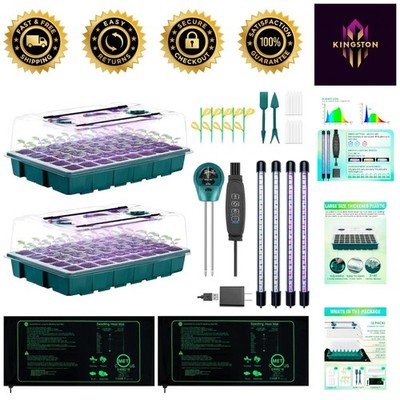 Innovative Seed Starter Setup: 80-Cell Tray with Grow Lights & Moisture Meter