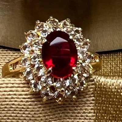 Park Lane  RED RUBY  RING  HOSTESS ONLY - Size  7  - RED CZ in Gold - Pretty!
