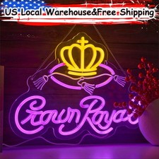 Crown Neon Sign, Royal Beer Lights Signs Whiskey Bar LED Sign for Bar Man Cave B
