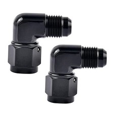 Female to Male Flare 90 Degree Swivel Fitting Adapter Aluminum Black 2PCS 6AN
