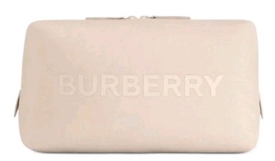 Burberry Logo Clutch Kulturbeutel Kosmetiktasche Reiseetui Beige ~ UVP 145£