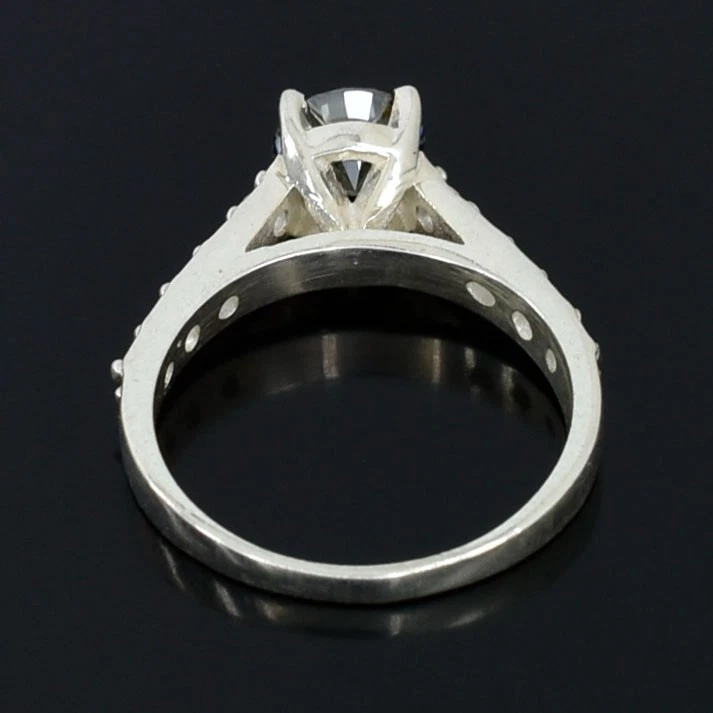 Anillo certificado diamantes grises de 1 quilate, increíbles tachuelas de diamantes sin brillo. Tarifas gratuitas. Foto 4 de 4