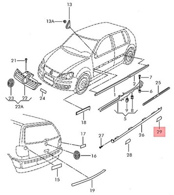 Genuine VW Polo Derby Vento-IND Cover primed right rear 6Q0853666MGRU