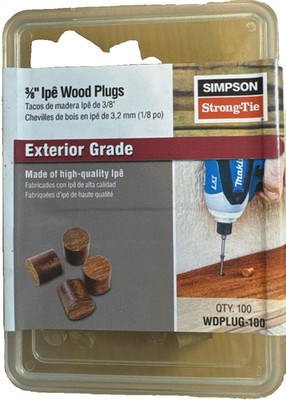 Simpson Strong-Tie WDPLUG-100 Ipe Wood Plugs 3/8'' (100 Pack)