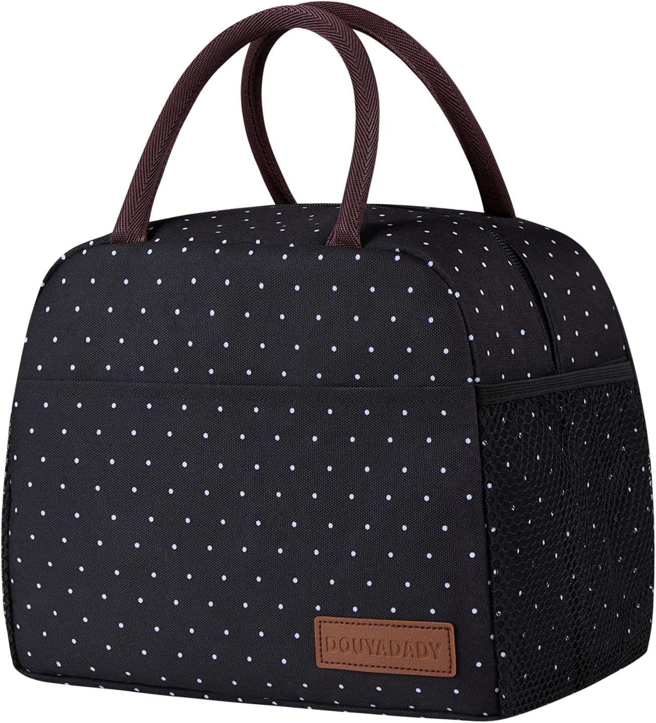 Black Insulated Lunch Bag for Women and Men, Portable, Easy 
