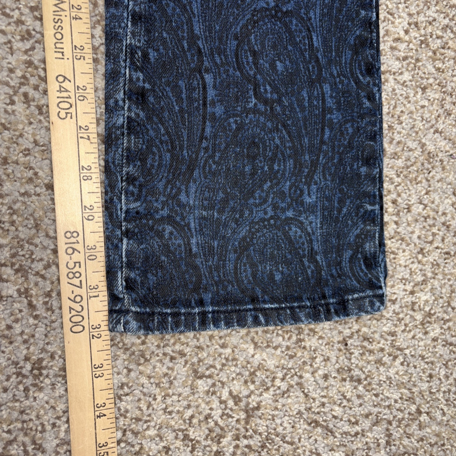 Azzure Love Life Denim Vintage Paisley Pront Jeans Dark Wash 34x33 Fits 36 X 32 - View 10