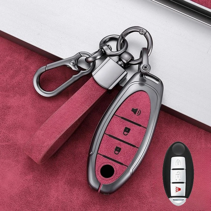 Funda protectora de cuero para llave de coche de aleación de zinc para Nissan Altima GTR para Infiniti Q50 Q70 Foto 4 de 4