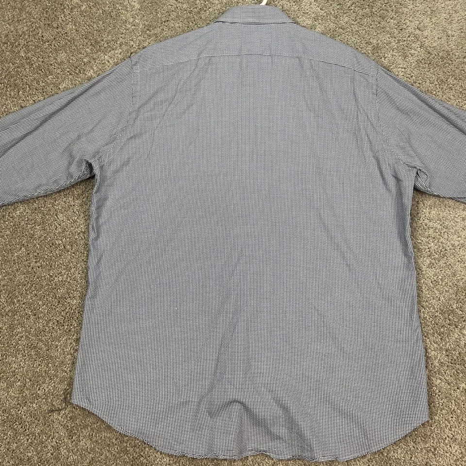 Thomas Dean Hombres XL Camisa Pata de Gallo Azul Blanco Cuadros Manga Larga Puño Abatible Foto 4 de 4