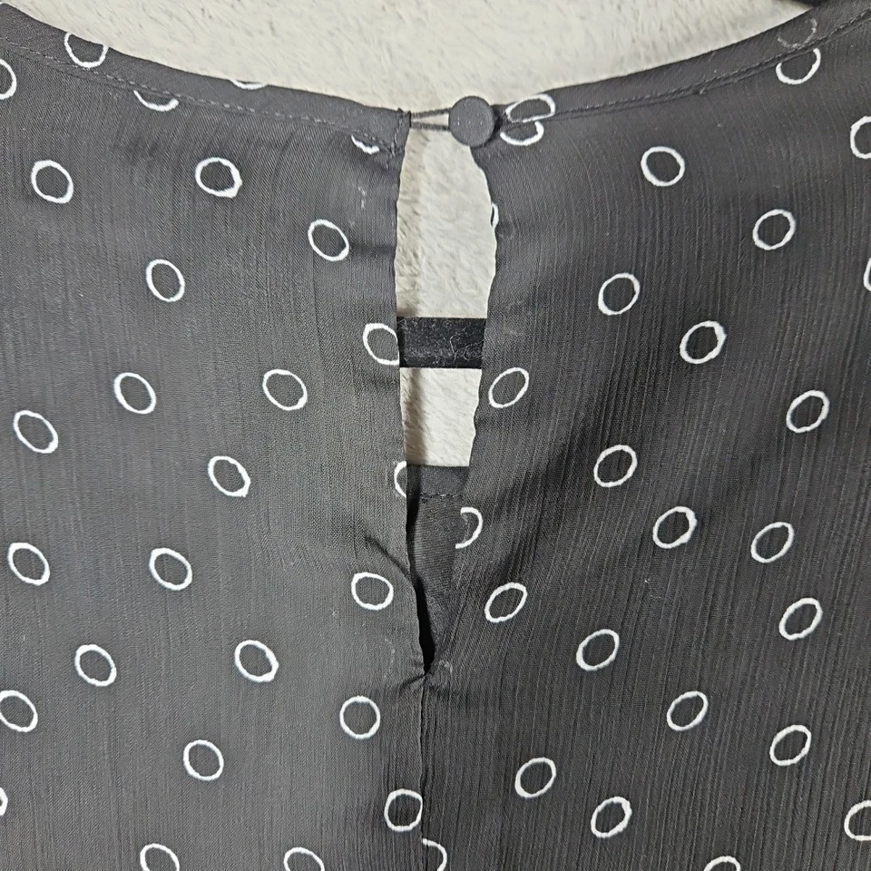 Blusa Ava & Viv Negra Blanca Círculo Lunares Transparente Superposición 1/2 Slv Túnica Top Talla 1X Foto 4 de 4