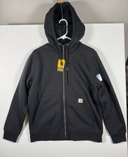 Carhartt Sweatshirt Womens Medium 8-10 Black Sherpa Lined Relaxed Fit Midweight