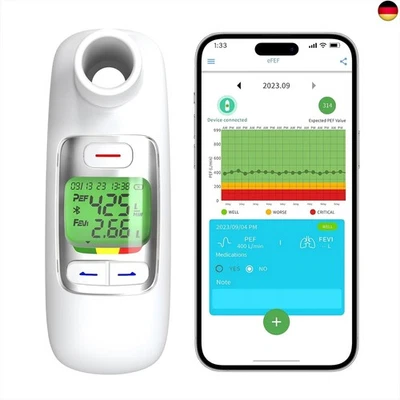 NASCOOL Peak Flow Meter 2.0 mit Bluetooth, Lungentrainer für Erwachsene Kinder zur