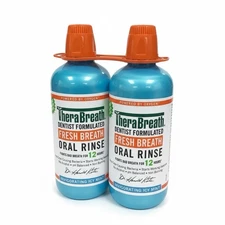 TheraBreath Fresh Breath Oral Rinse Invigorating Icy Mint 2 One Liter Bottles