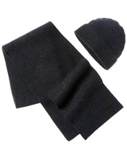 Vince 2Pc Shaker Stitch Wool & Cashmere-Blend Hat & Scarf Set Men's Blue Os