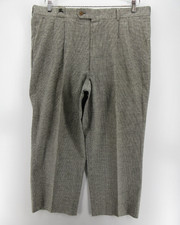 VINTAGE Burberry Pants Men 38X26 Gray Wool Houndstooth Trousers USA Made Baggy