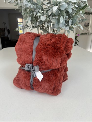Cozee Home Struktur Kunstfell Überwurf Burnt Orange/Rost Neu Luxe UVP 63£ - Bild 11 von 14
