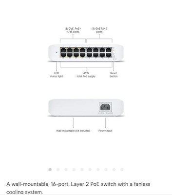 Ubiquiti UniFi USW-LITE-16-POE Gigabit Ethernet Switch