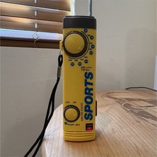 OneWorld SPORTS AM/FM Portable Radio Yellow Headphone Jack - TESTED - Vintage