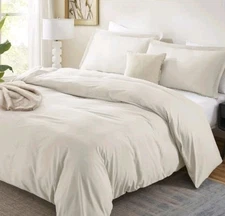 3pc Nestl Soft Duvet Cover & Pillow Shams Set Off White Full Size 80" x 90"     