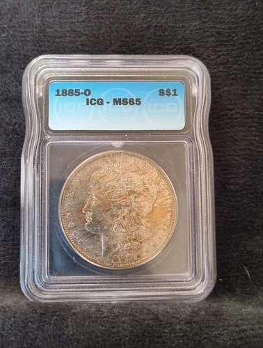 1885 O Morgan Silver Dollar ICG MS65 GEM Quality BU Toned
