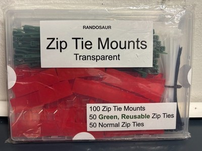 Transparent Zip Tie Mounts (3/4'') Invisible Organization. 100 Self-Adhesive C...