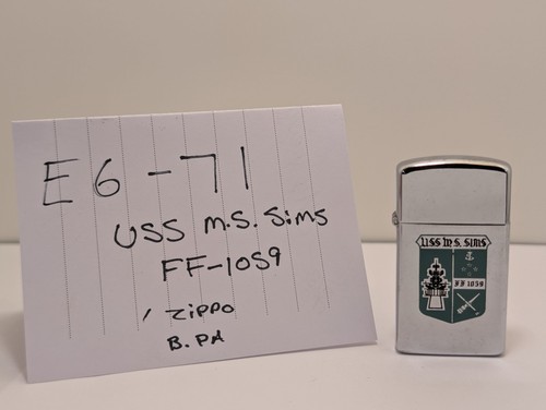 Vintage 1981 Zippo Lighter USS M.S. SIMS FF-1059 Us Navy