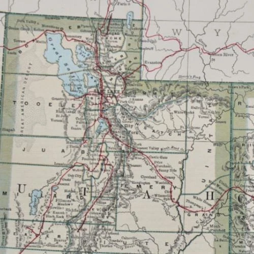 1891 COLORADO MAP UTAH ANTIQUE FULL COLOR RAILROADS MOUNTAINS GREAT SALT LAKE RV - Image 3 of 3