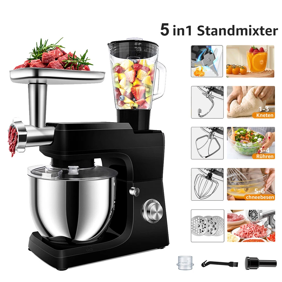 Food Processor 5 in1 Multifunctional Mixer Dough Stainless Steel 7L Kneader - Image 2 of 4
