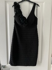 XSCAPE JOANNA CHEN SIZE 6 BLACK BODY-CON STRETCH TIERED SLEEVELESS PARTY DRESS