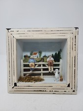 VINTAGE DENNIS EAST INTERNATIONAL INC SHADOW BOX BOYS FENCE FARMHOUSE DECORATION