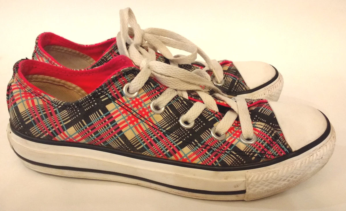 Pink plaid converse online
