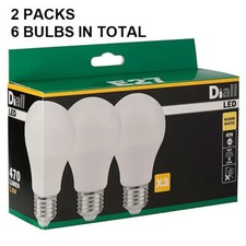 6 Pack - E27 DIALL Classic LED Light Bulb Lamps 40W WARM WHITE 470 Lumen 15000h