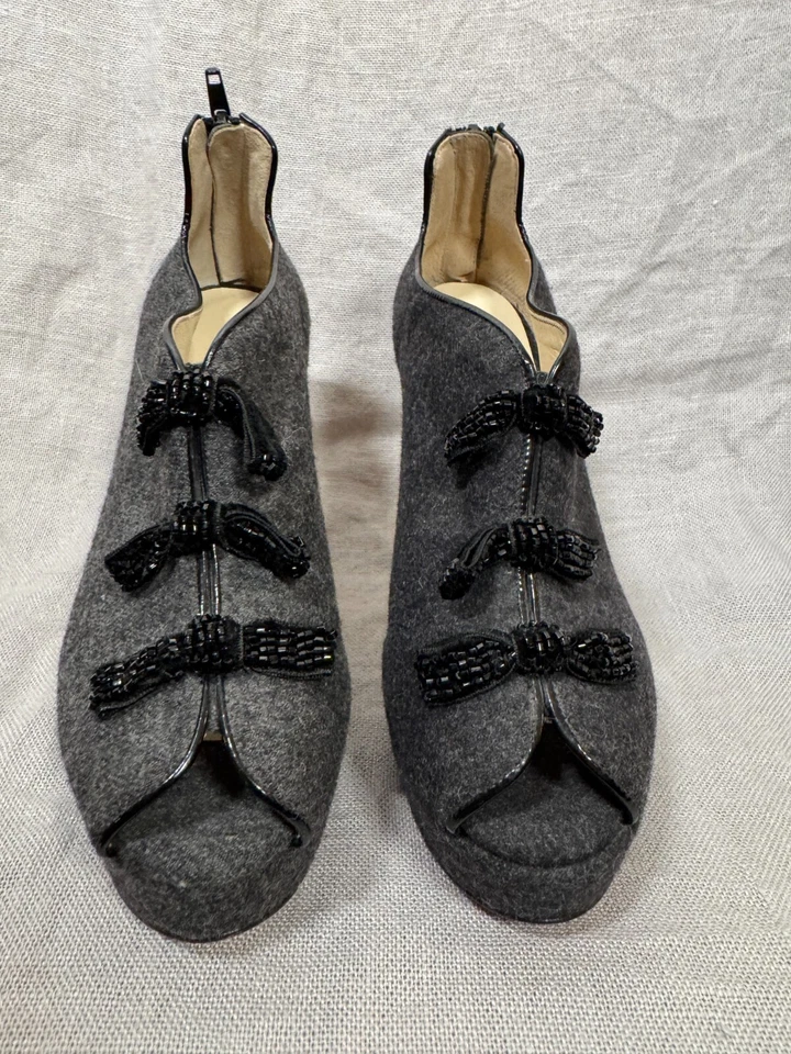 Bettye Muller Tacones Mujer Gris Fieltro Plataformas Zapatos Cremallera Trasera Talla 37 Italia Foto 3 de 4