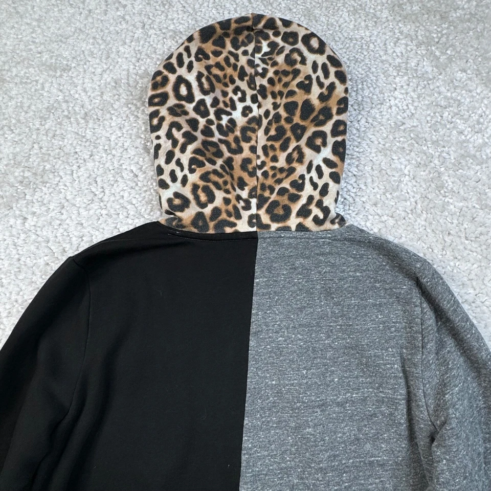 Victoria's Secret Rosa Leopardo Colorblock Sudadera con Capucha Negro Gris Mujer Grande Ajustada Foto 4 de 4