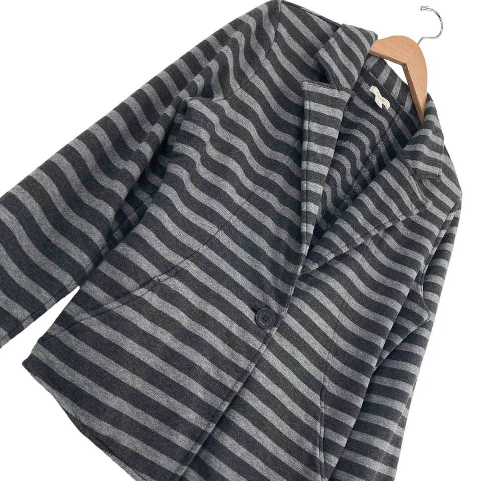 Caslon Blazer Jacket Womens Large Gray Stripe Cotton Long Sleeve Single Breasted - Image 4 of 4