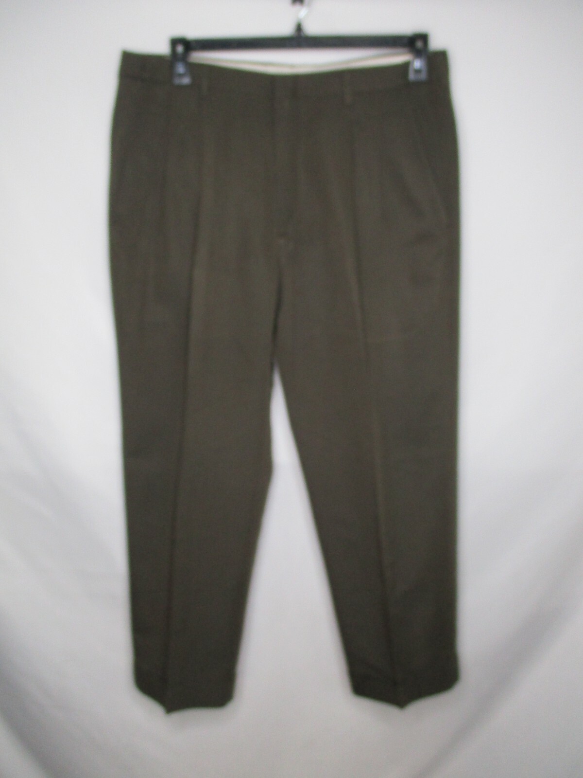Haggar Mens Dress Pants 36x29 Brown Slash Pockets Cuffed Flat Front eBay