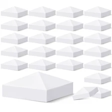 VIVIDA 4" x 4" Fence Post Caps, Pyramid PVC Vinyl Post Caps (Actual 4" x 4"),...
