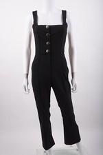 Zara Womans One piece Jumpsuit Long gold buttons Size S Black 8755/688 NWT
