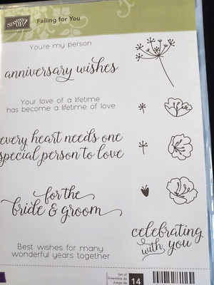 Stampin'Up! FALLING FOR YOU (14) Stamps Set-New/Retired-Marriage,Phrases